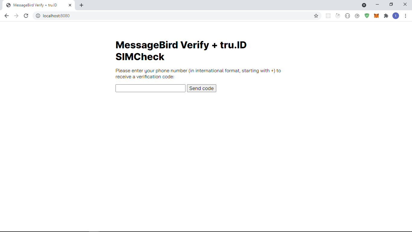 tru.ID + MessageBird 2FA Starter App