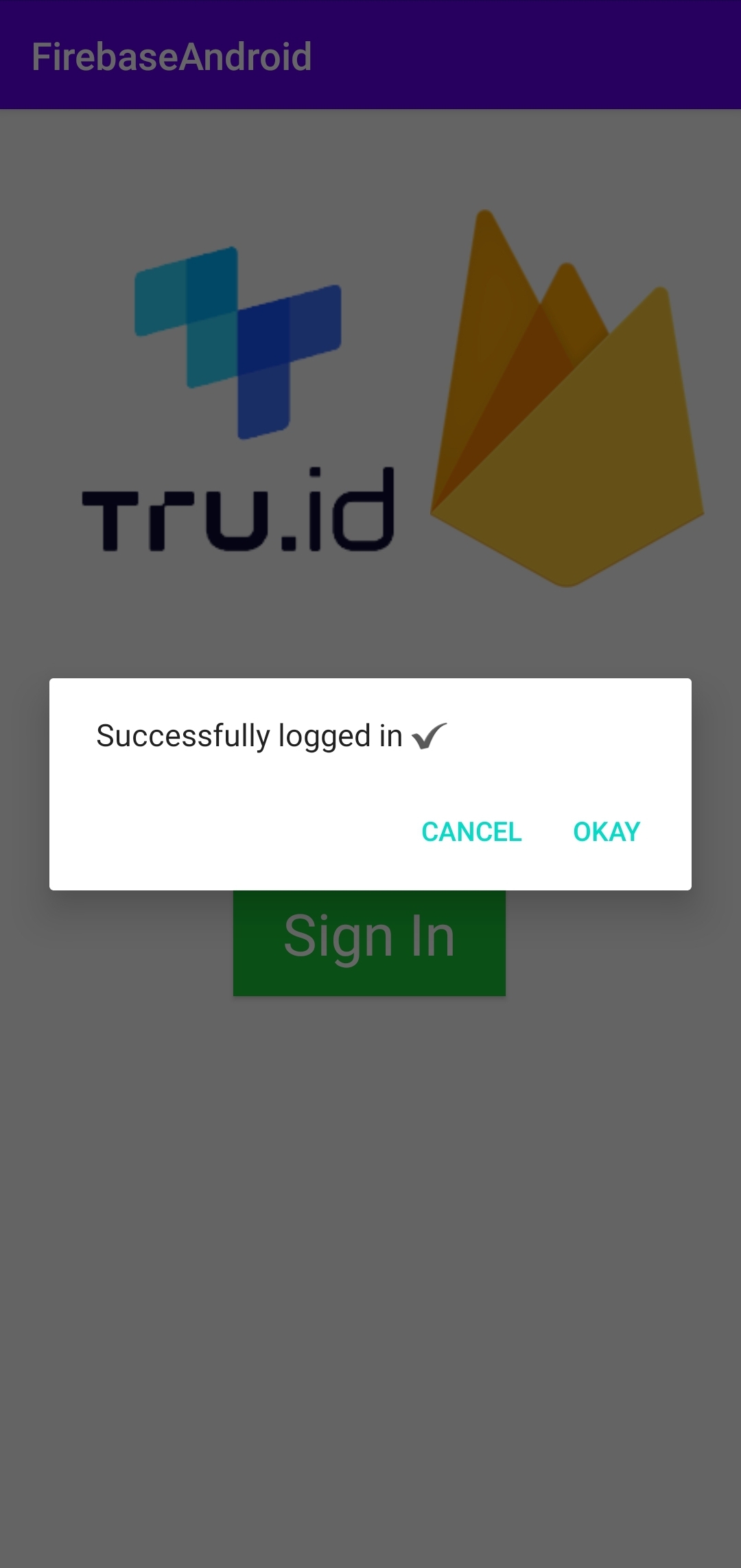 tru.ID verification successful and Firebase Phone Auth verification successful.
