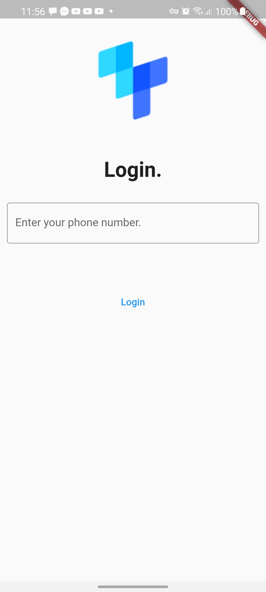 A tru.ID mobile app screen with the tru.ID logo, text that says 'login' and an input.