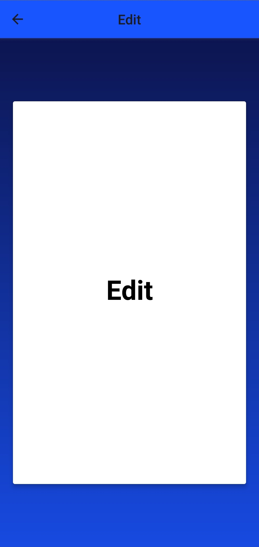 A screenshot of a mobile device running the demo tru.ID application. The background is blue with a white card over the top. On this card is a label 'Edit'
